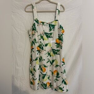Ann Taylor Factory Citrus Print White Linen Dress - Size 12